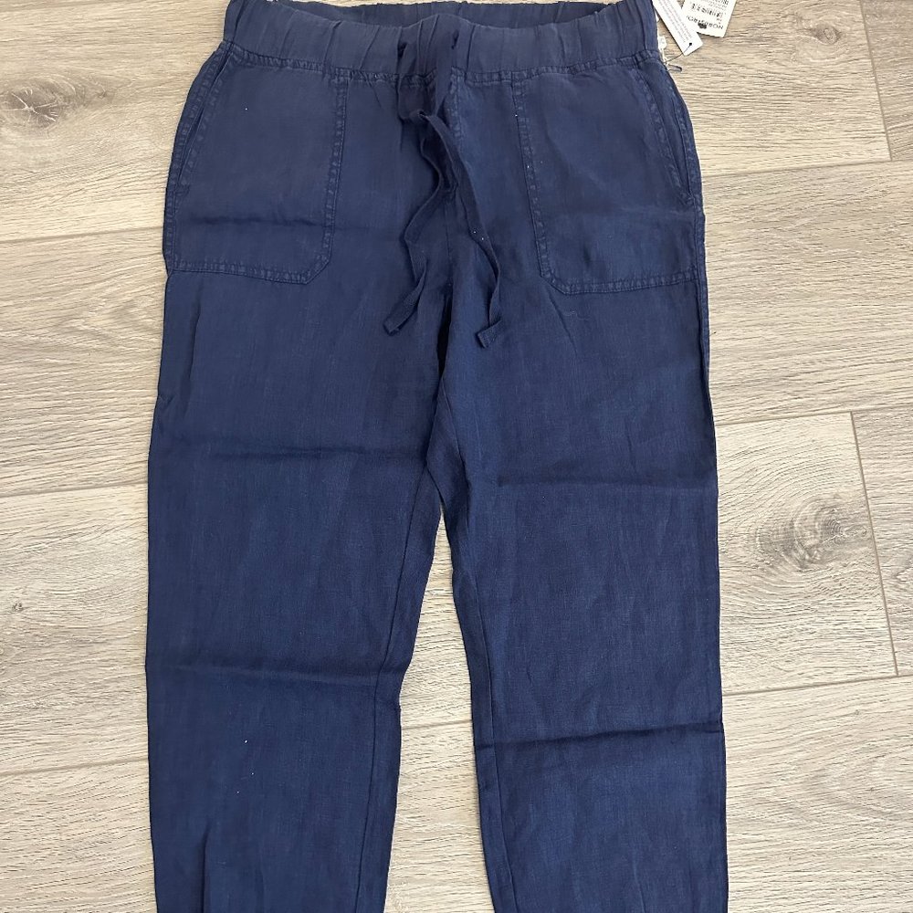 Caslon Linen Blend Cropped Cargo Pockets Jogger Pants Womens - Picture 4 of 7